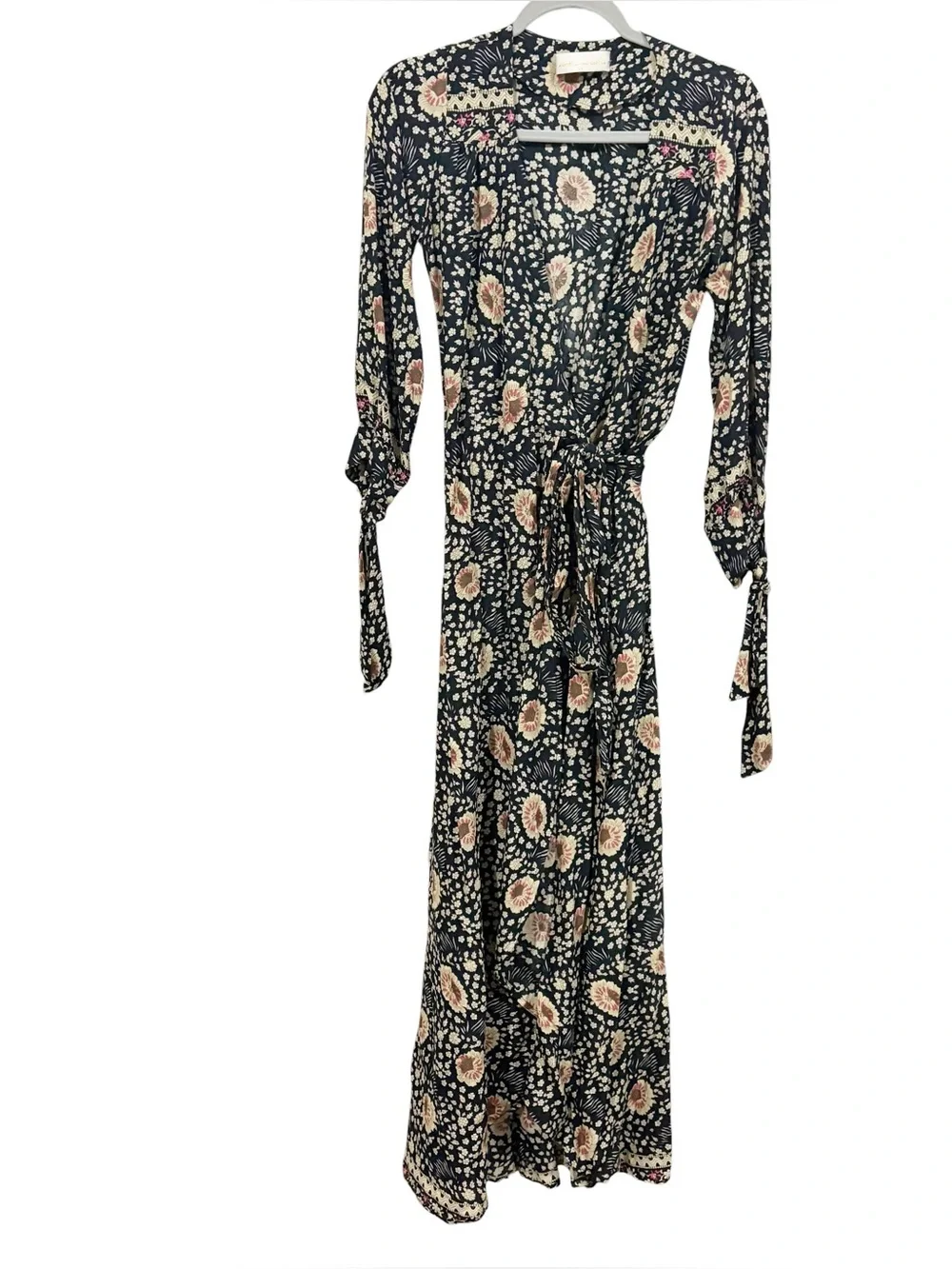 Natalie Martin Danika Floral Wrap Maxi Dress XS Vintage Flowers Long Sleeve Boho - Picture 4 of 8